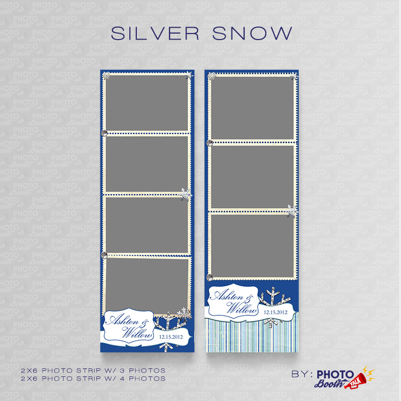Winter themed 2x6 Photo Strip Templates for Photo Booths