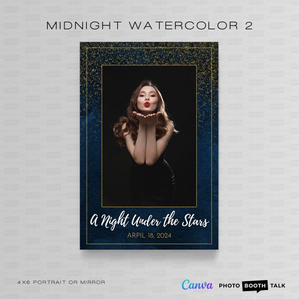 Midnight Watercolor 2 - Portrait Mirror - For Canva