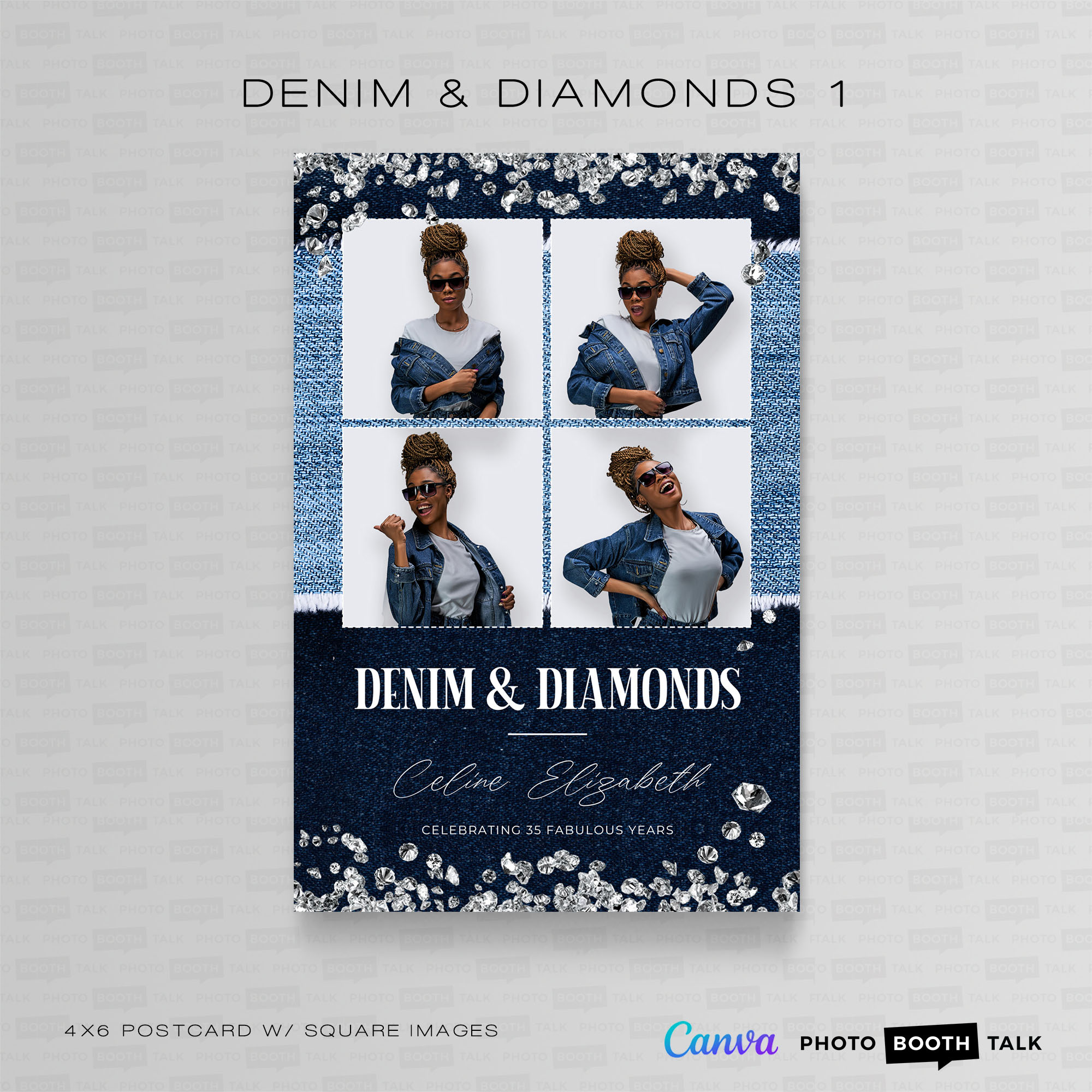 Denim & Diamonds 1 - Square - For Canva - Image 2