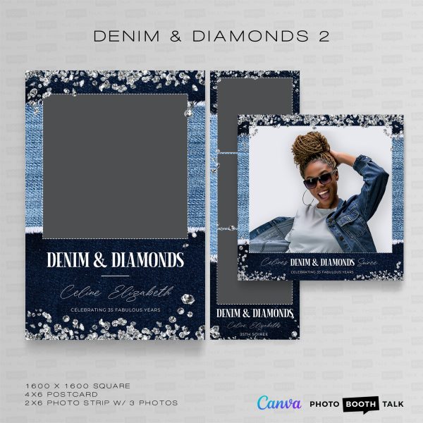 Denim & Diamonds 2 - Square - For Canva