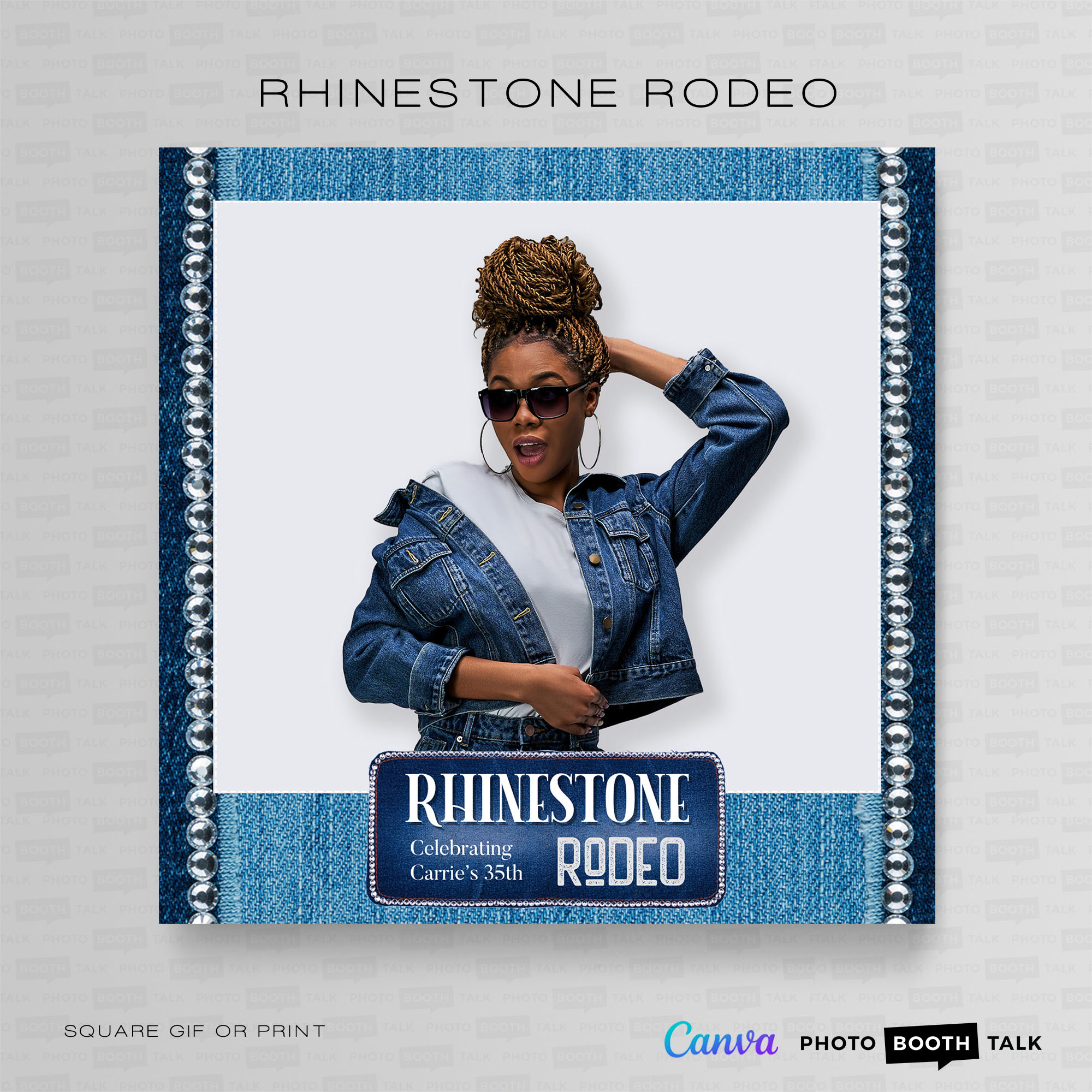 Rhinestone Rodeo Backdrop Rhinestone Rodeo 2 – Square – For Canva | Photo Booth Talk