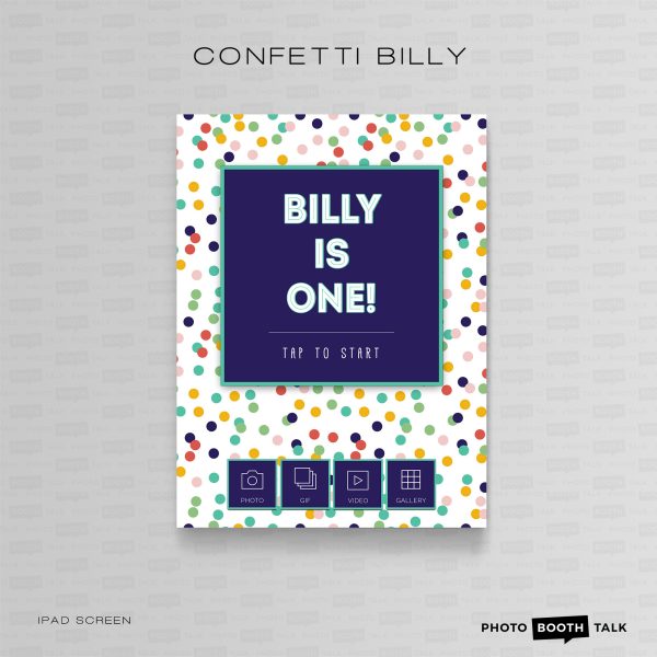 Confetti Billy - iPad Welcome Screen & Buttons for Canva