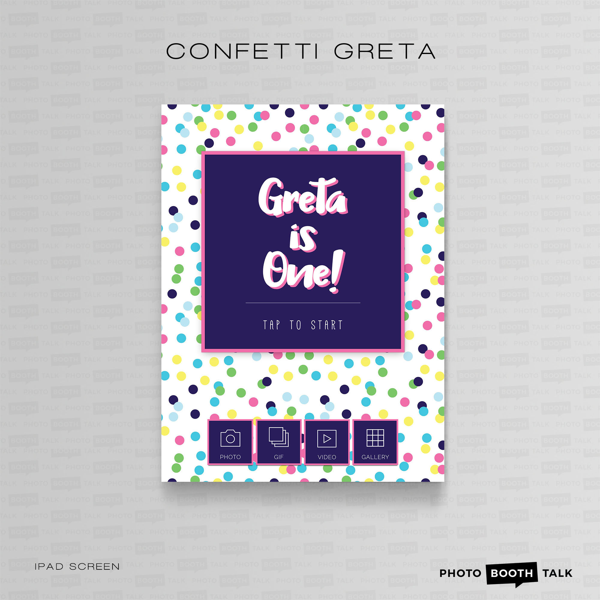 Confetti Greta - iPad Welcome Screen & Buttons for Canva