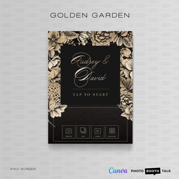 Golden Garden  - iPad Welcome Screen & Buttons for Canva