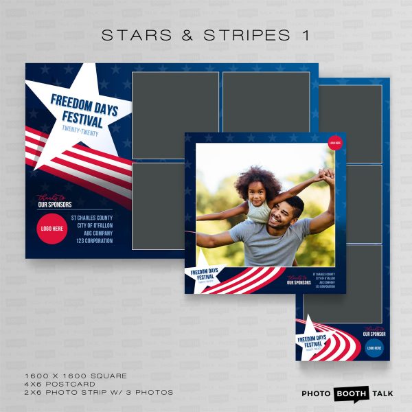 Stars & Stripes 1 - Square - For Canva