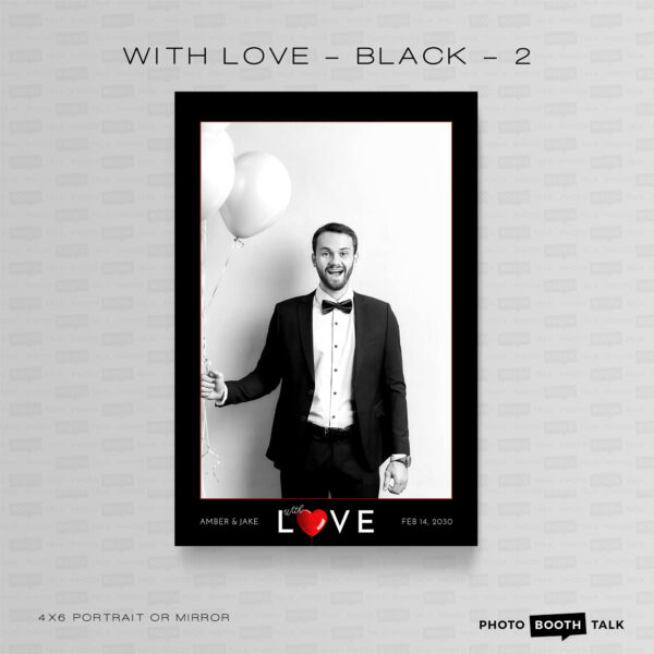 With Love - Black - 2 - Portrait Mirror - For Canva