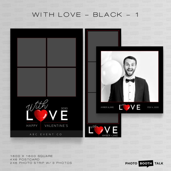 With Love - Black - 1 - Square - For Canva