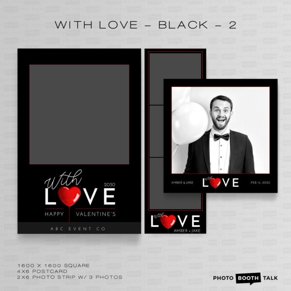 With Love - Black - 2 - Square - For Canva